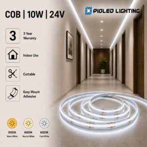 cob led strip lights | warm, natural, cool white | 10w | 24v