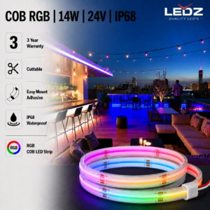 outdoor led strip lights / cob / 24v / 14w/m / colour changing / ip68 / 3 year warranty