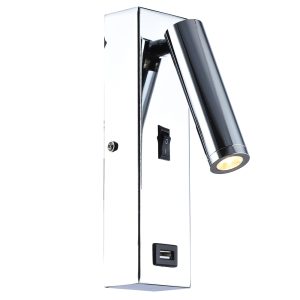 Chrome 50mm Wall Light with USB